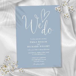 We Love Heart Script Stofblauw Trouwen Kaart