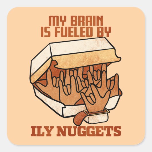 We Love Nuggets - Nugget Love - ASL ILY Obsession Vierkante Sticker (Voorkant)