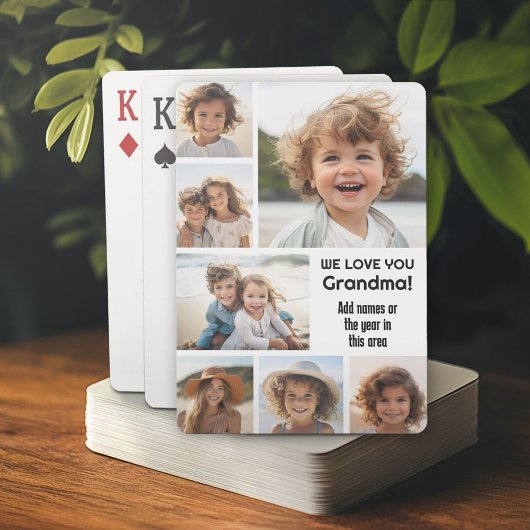 We Love Oma - Fotocollage met 7 foto's Pokerkaarten