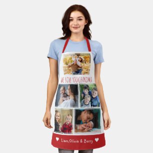We Love Oma Kleinkinderen 5 Foto Rood en wit Schort