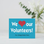 We Love Onze Vrijwilligers met Hart en Groepsnaam Briefkaart (Staand voorkant)