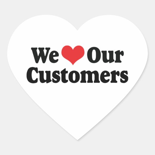 We Love Our Customers Hart Sticker (Voorkant)