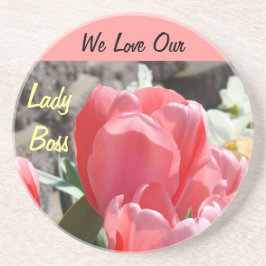 We Love Our Lady Boss cadeaus onderzetters Tulpen