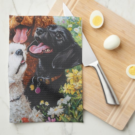 We Love Our Poodles Kitchen Towel Theedoek (Quarter Fold)