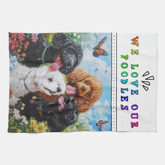 We Love Our Poodles Kitchen Towel Theedoek (Horizontaal)