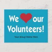 We Love Our Volunteers met Hart en Groepsnaam Briefkaart (Voorkant)