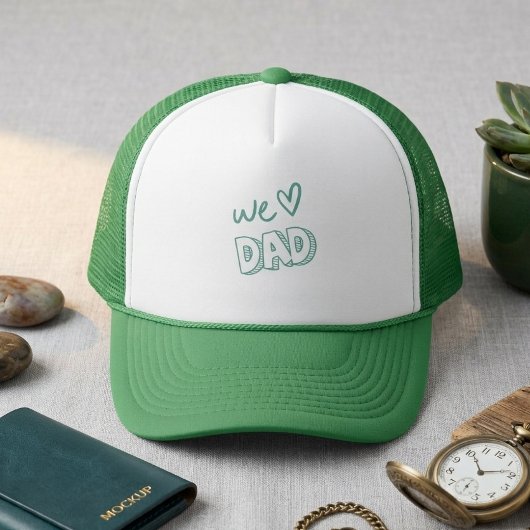 We Love Papa Groen en Wit Ontwerp Trucker Pet
