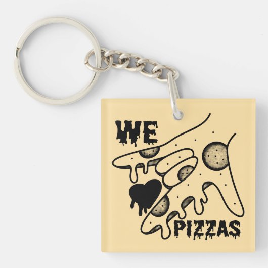We Love Pizzas - Pizza Love - ASL ILY Obsession De Sleutelhanger (voorkant)