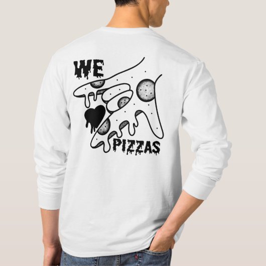 We Love Pizzas - Pizza Love - ASL ILY Obsession De T-shirt (Achterkant)
