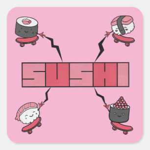 We Love Sushi - Sushi Love - ASL ILY Obsessie Vierkante Sticker