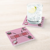 We Love Sushi - Sushi Love - ASL ILY Obsession Glazen Onderzetter (Schuin)