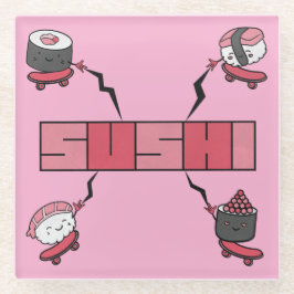 We Love Sushi - Sushi Love - ASL ILY Obsession Glazen Onderzetter