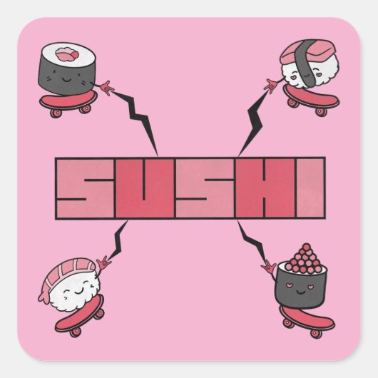 We Love Sushi - Sushi Love - ASL ILY Obsession Vierkante Sticker (Voorkant)