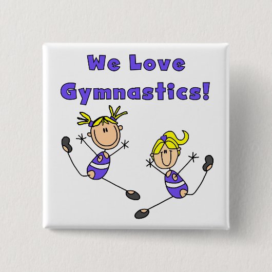 We Love Turnen Vierkante Button 5,1 Cm (Voorkant)