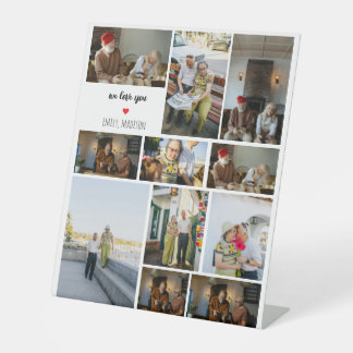 We Love You Aangepaste Familie Foto Collage Reclamebord Met Voetstuk
