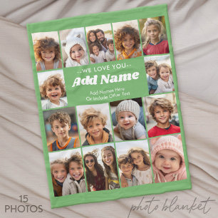 We Love You Aangepaste Naam - 15 Foto Collage Gale Fleece Deken