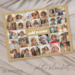 We Love You Aangepaste Naam - 30 Foto Collage Fleece Deken