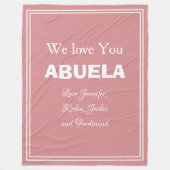 "We Love You ABUELA" Gepersonaliseerd Zacht Roze Fleece Deken (Voorkant)
