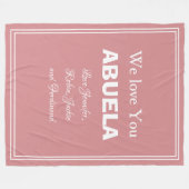 "We Love You ABUELA" Gepersonaliseerd Zacht Roze Fleece Deken (Voorkant (Horizontaal))