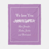 "We Love You ABUELITA" Aangepaste namen Mauve Fleece Deken (Voorkant)