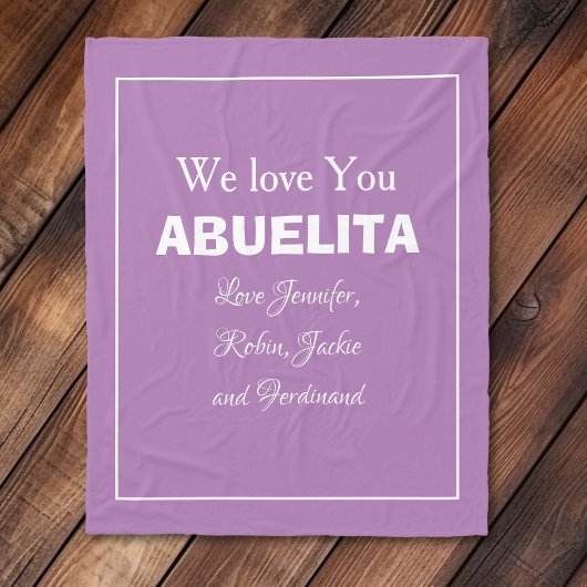 "We Love You ABUELITA" gepersonaliseerd Mauve Fleece Deken