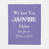 "We Love You AUNTIE" Aangepaste namen Licht Paarse Fleece Deken (Voorkant)