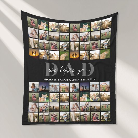 We Love You Dad Gepersonaliseerde fotocollage van  Fleece Deken