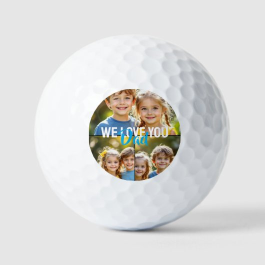 We Love You Dad Photo Collage Blue Golf Balls Golfballen (Voorkant)
