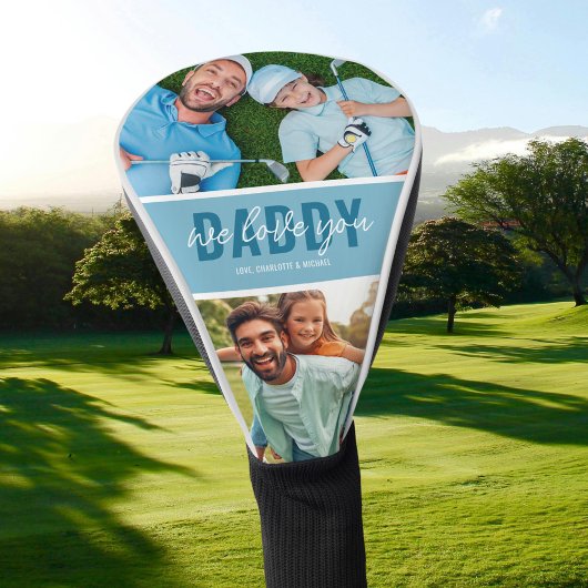 We Love You Daddy 2 Foto Blauw Golfheadcover