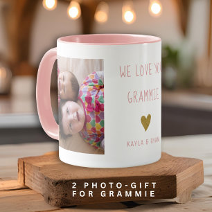 We Love You Grammie 2 Fotocollage Oma Pink Mok
