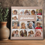 We Love You Grandma - 15 Fotocollage Gallery Tegeltje<br><div class="desc">Kleinkinderen Photo Collage - of foto's - Een ontwerp met volledige dekking bevat een effen gekleurde achtergrond. Gebruik tot 15 vierkante foto's om een uniek en persoonlijk cadeau te creëer. De tekst kan worden aangepast aan uw evenement. Het is een sjabloon voor een cadeau om aan oma te geven, maar...</div>