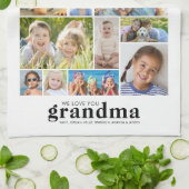 We Love You Grandma 19 Photo Collage Names Modern Theedoek (Gevouwen)