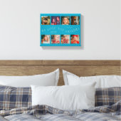 We Love You Grandma | 8 Photo Grid Aqua Peach Canvas Afdruk (Insitu (Slaapkamer))