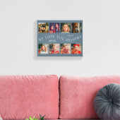 We Love You Grandma | 8 Photo Grid Slate Blue Canvas Afdruk (Insitu (Woonkamer))