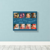 We Love You Grandma | 8 Photo Grid Teal Canvas Afdruk (Insitu (Houten vloer))