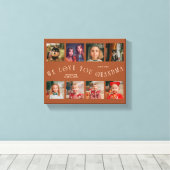 We Love You Grandma | 8 Photo Grid Terracotta Canvas Afdruk (Insitu (Houten vloer))