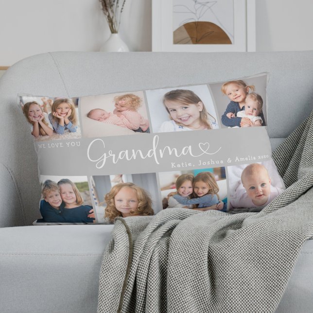 We Love You Grandma Photo Collage Heart Script Kussen (Creator heeft geüpload)
