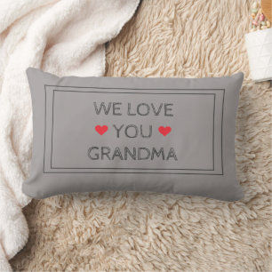 'We Love You Grandma' Rustiek Chic Zwart Grijs Roo Kussen