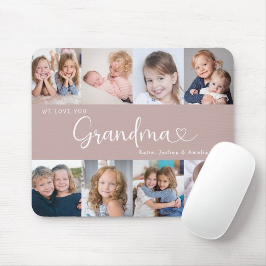 We Love you Grandma Script 8 Photo Modern Muismat (Met muis)