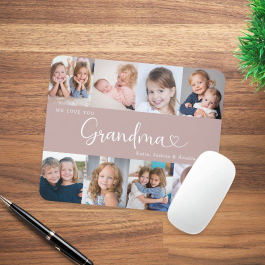 We Love you Grandma Script 8 Photo Modern Muismat
