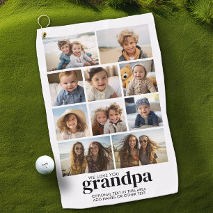 We Love You Grandpa - 10 Fotocollage - Modern Golfhanddoek