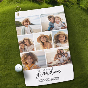 We Love You Grandpa - 7 Fotocollage - Modern Golfhanddoek