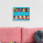 We Love You Grandpa | 8 Photo Grid Aqua Blue Canvas Afdruk (Insitu (Woonkamer))