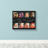We Love You Grandpa | 8 Photo Grid Black Canvas Afdruk (Insitu (Houten vloer))