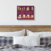 We Love You Grandpa | 8 Photo Grid Cranberry Canvas Afdruk (Insitu (Slaapkamer))