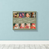 We Love You Grandpa | 8 Photo Grid Sage Green Canvas Afdruk (Insitu (Houten vloer))