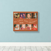 We Love You Grandpa | 8 Photo Grid Terracotta Canvas Afdruk (Insitu (Houten vloer))