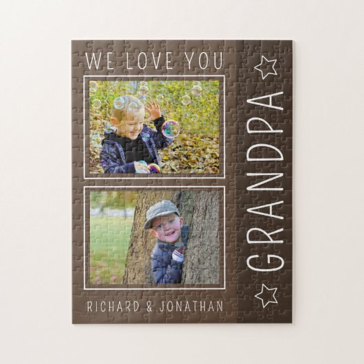 "We Love You Grandpa" Aangepaste foto puzzel Legpuzzel (Verticaal)