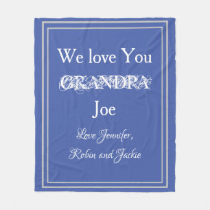 "We Love You GRANDPA" Aangepaste namen blauw en wi Fleece Deken