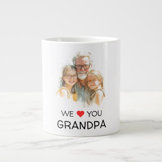 We Love You Grandpa Mug | Personalized Photo Grote Koffiekop (Voorkant)